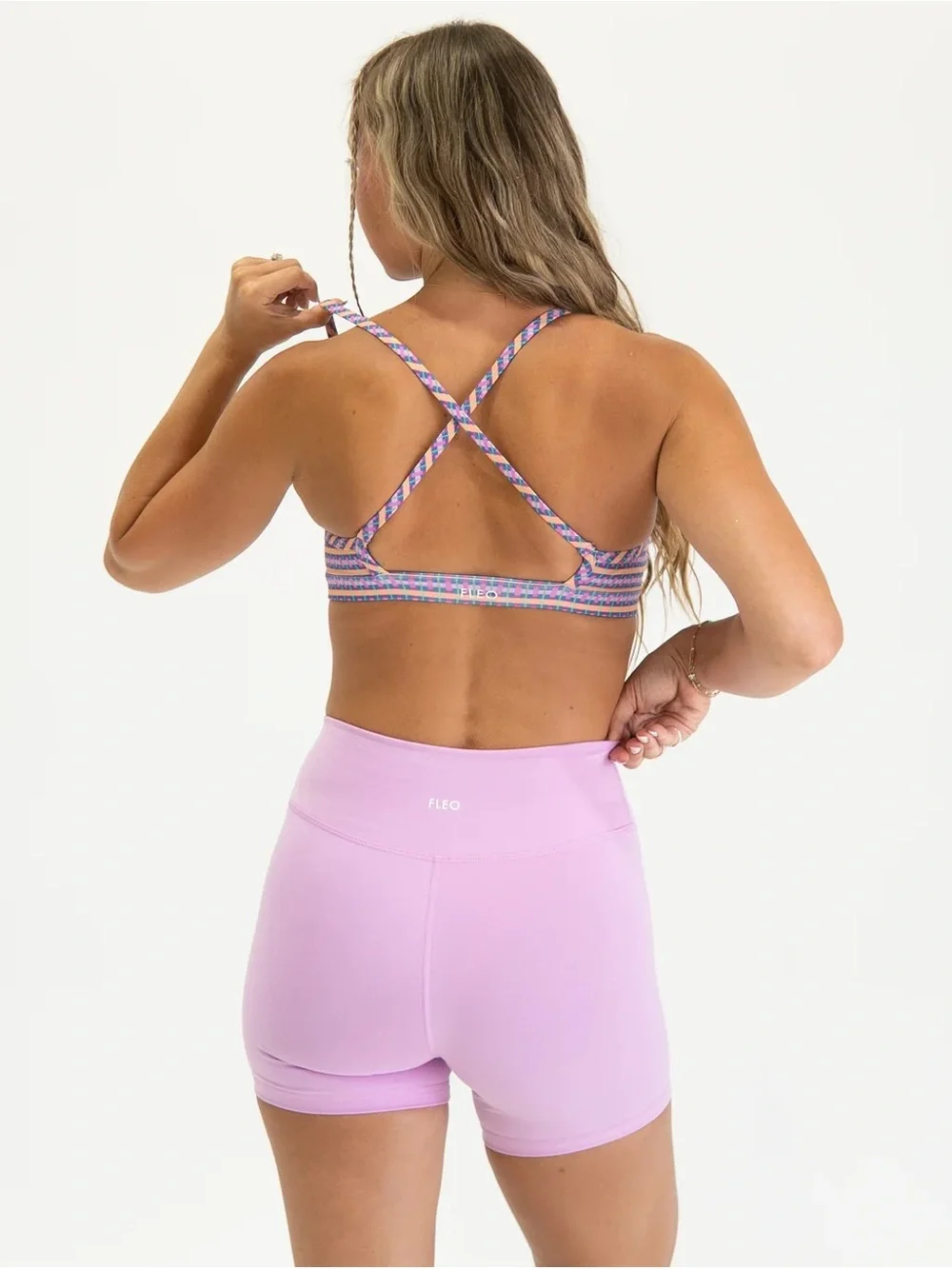 FLEO Chloe Sports Bra - Light Support - Square Neck + X Back - Lilac Blush